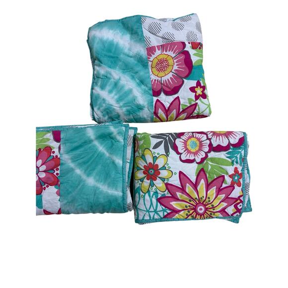 PB Teen Floral Patchwork Quilt Sham (2)Euro (1) standard Bright Boho Bedding - Picture 2 of 8